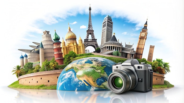 Photo full shot travel concept with landmarks