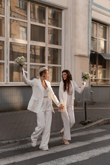 Full shot women getting married