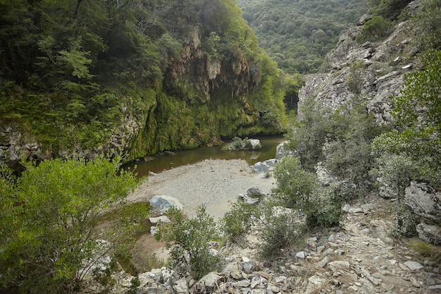 Full view of the natural drip of Sa Stiddiosa in the Sardinian hinterland
