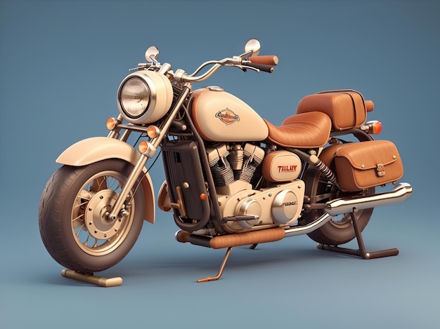 Full Vintage Motorcycle theme isometric 3d design highly detail