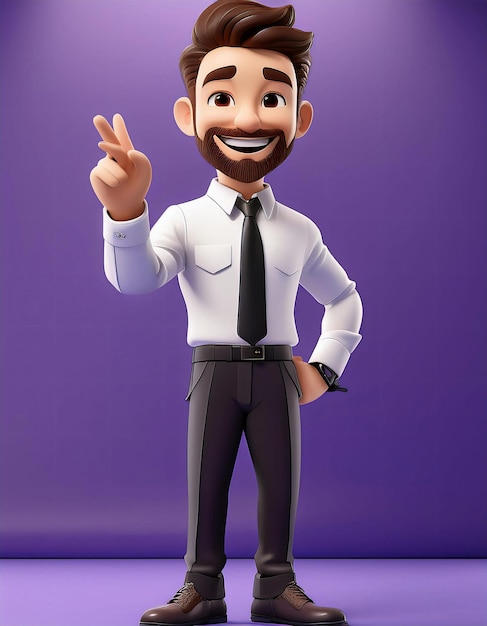 Photo fullbody cartoon character on purple background