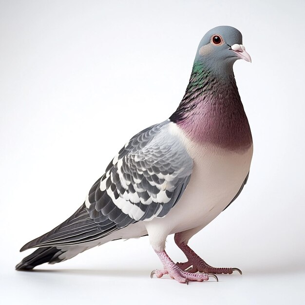 Photo fullbody dove clean white background soft light enhancing delicate feathers