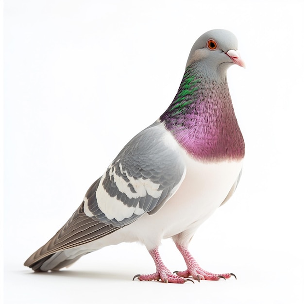 Fullbody dove clean white background soft light enhancing delicate feathers