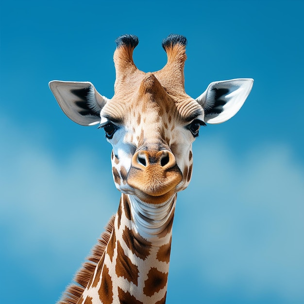 FullBody Giraffe on Light Blue Background