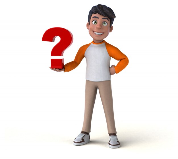 Fun 3D cartoon Asian teenager