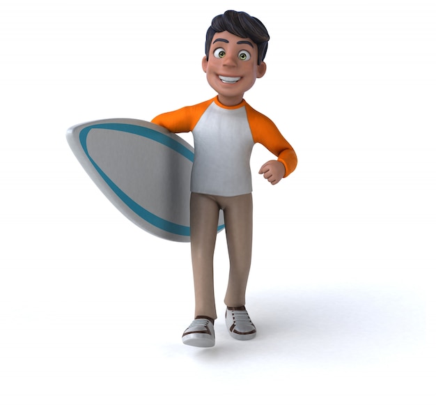 Fun 3D cartoon Asian teenager 
