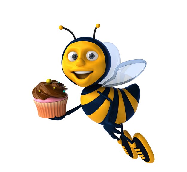 Fun 3D cartoon bee illustration