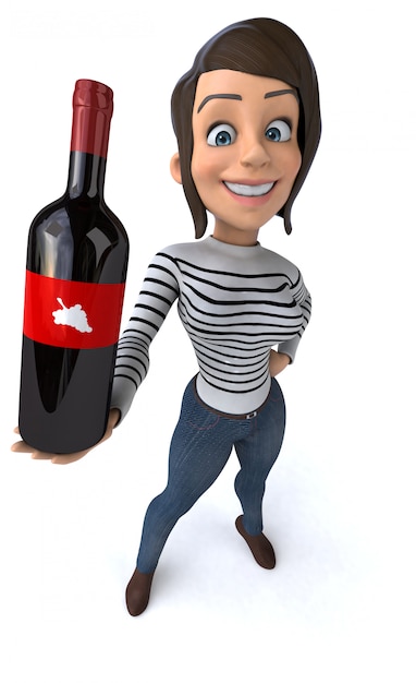 Fun 3D cartoon casual character woman