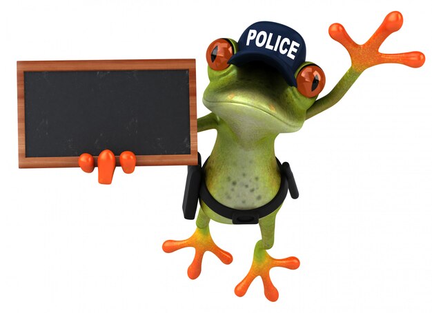 Photo fun 3d cartoon frog police officer