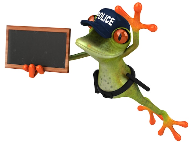 Fun 3D Cartoon frog police officer