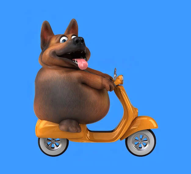 Fun 3D cartoon german shepherd dog