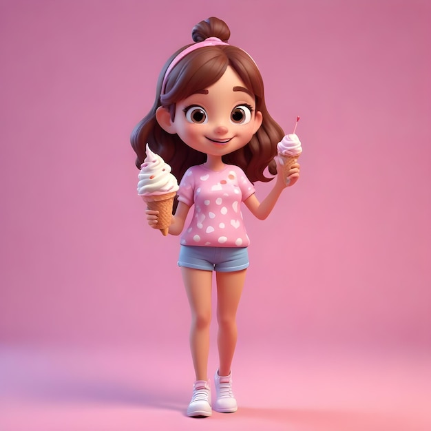 Fun 3D cartoon girl character full body