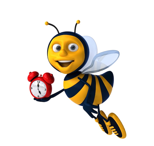 Fun 3D cartoon illustration of a bee