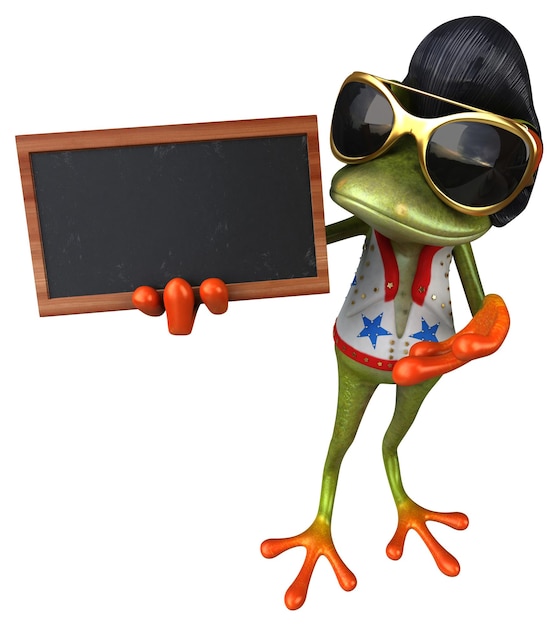 Fun 3D cartoon illustration of a frog rocker