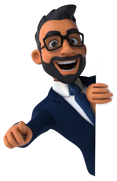 Fun 3D cartoon illustration of an indian businessman