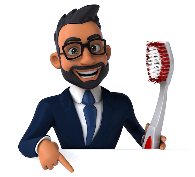 Fun 3D cartoon illustration of an indian businessman