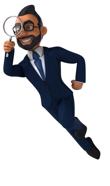 Fun 3D cartoon illustration of an indian businessman