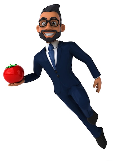 Fun 3D cartoon illustration of an indian businessman