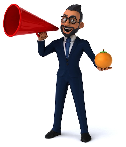 Fun 3D cartoon illustration of an indian businessman