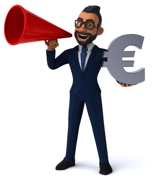 Fun 3D cartoon illustration of an indian businessman