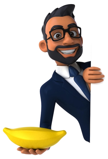 Fun 3D cartoon illustration of an indian businessman