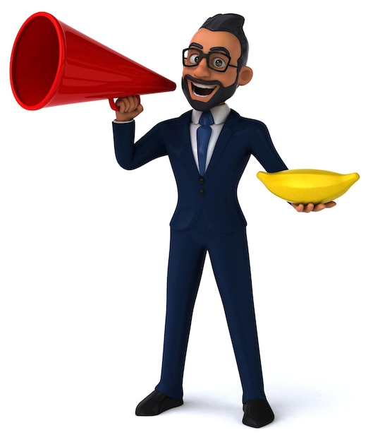 Fun 3D cartoon illustration of an indian businessman