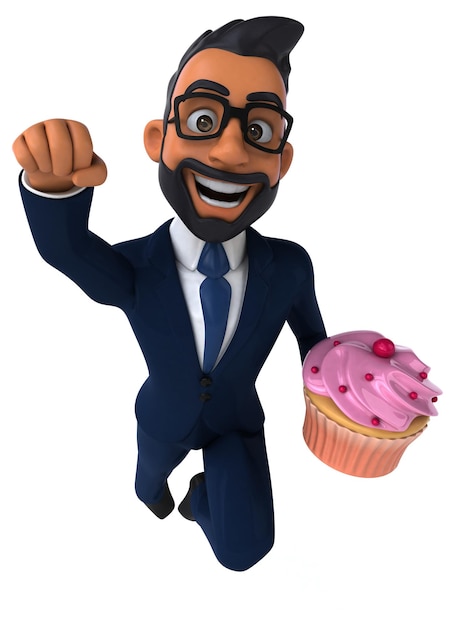 Fun 3D cartoon illustration of an indian businessman