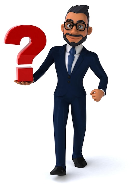 Fun 3D cartoon illustration of an indian businessman