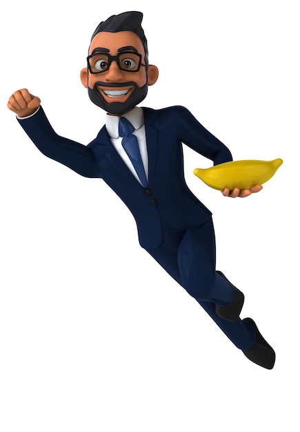 Fun 3D cartoon illustration of an indian businessman