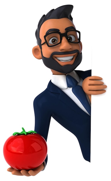 Fun 3D cartoon illustration of an indian businessman