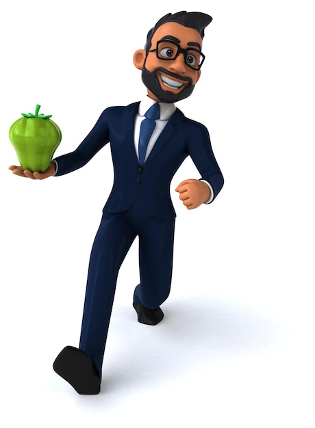 Fun 3D cartoon illustration of an indian businessman