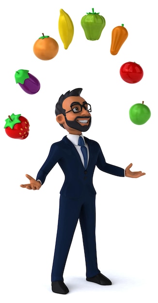 Fun 3D cartoon illustration of an indian businessman