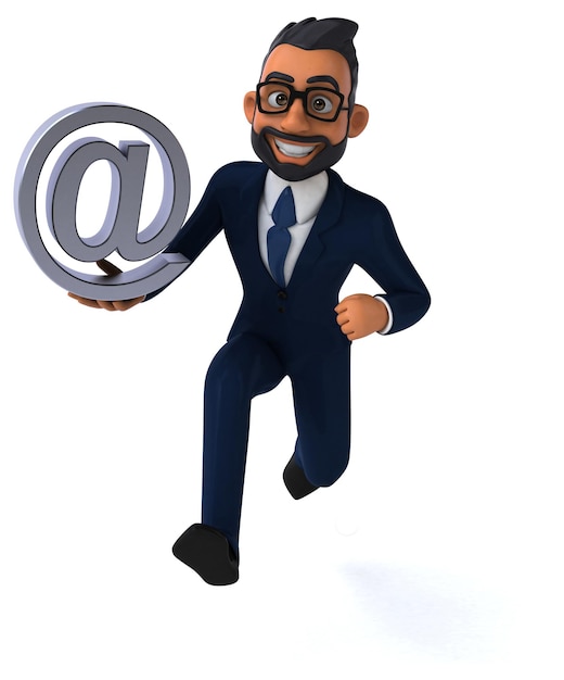 Fun 3D cartoon illustration of an indian businessman