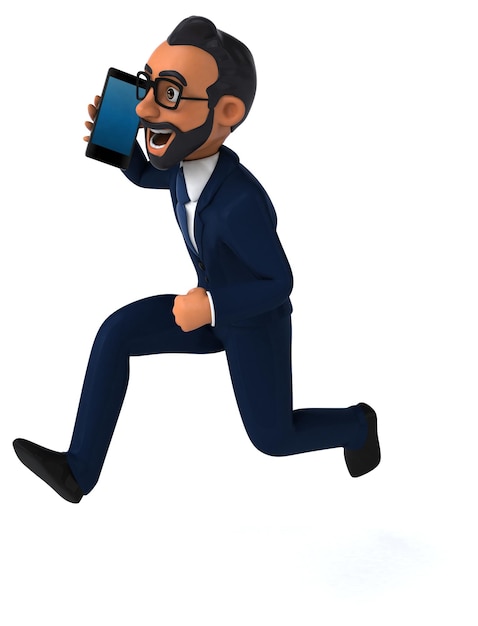 Fun 3D cartoon illustration of an indian businessman