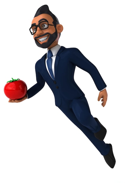 Fun 3D cartoon illustration of an indian businessman