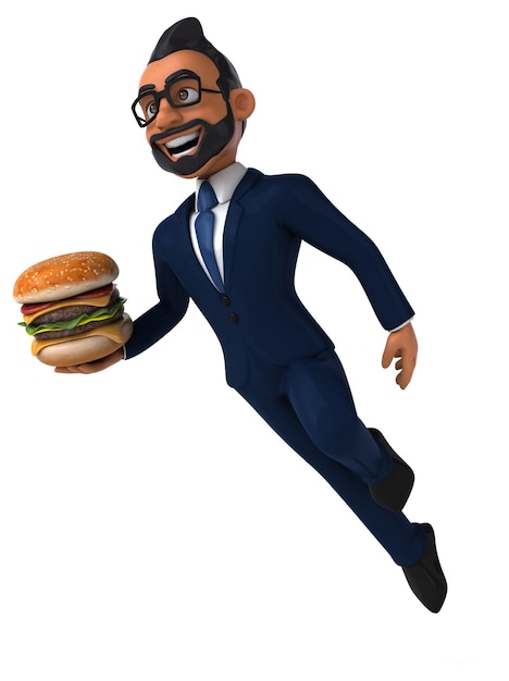 Fun 3D cartoon illustration of an indian businessman