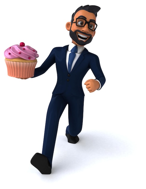 Fun 3D cartoon illustration of an indian businessman