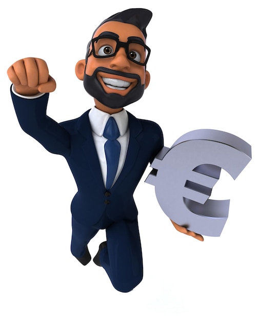 Fun 3D cartoon illustration of an indian businessman