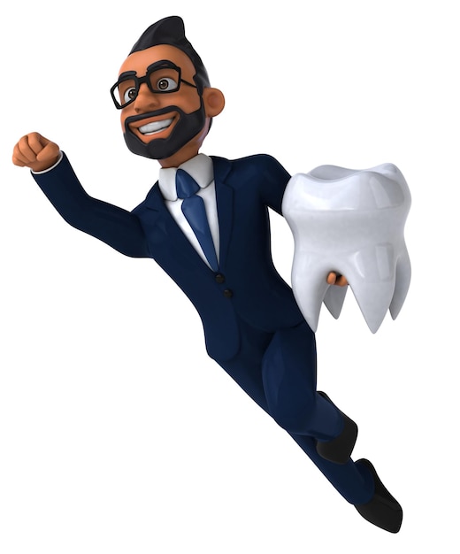 Fun 3D cartoon illustration of an indian businessman