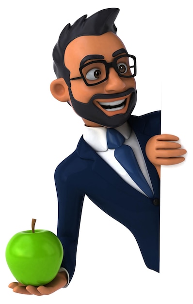 Fun 3D cartoon illustration of an indian businessman