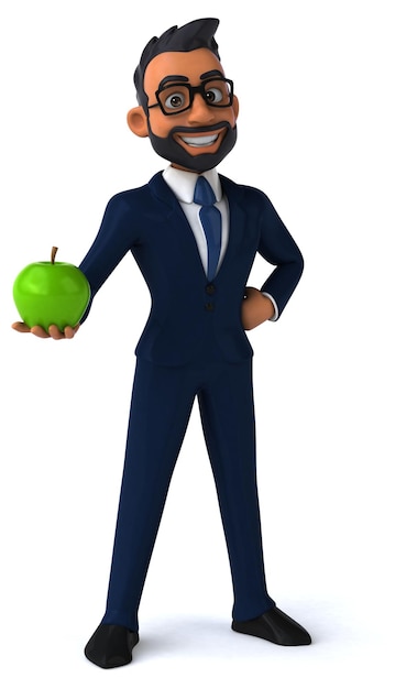 Fun 3D cartoon illustration of an indian businessman