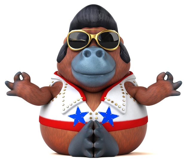 Fun 3D cartoon illustration of a Orang Outan rocker