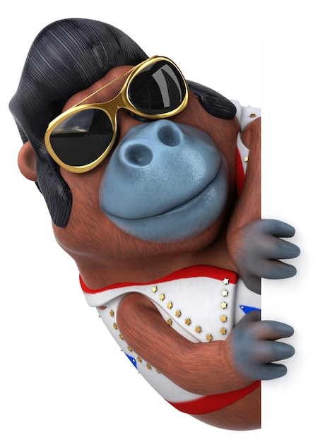 Fun 3D cartoon illustration of a Orang Outan rocker