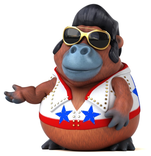 Fun 3D cartoon illustration of a Orang Outan rocker