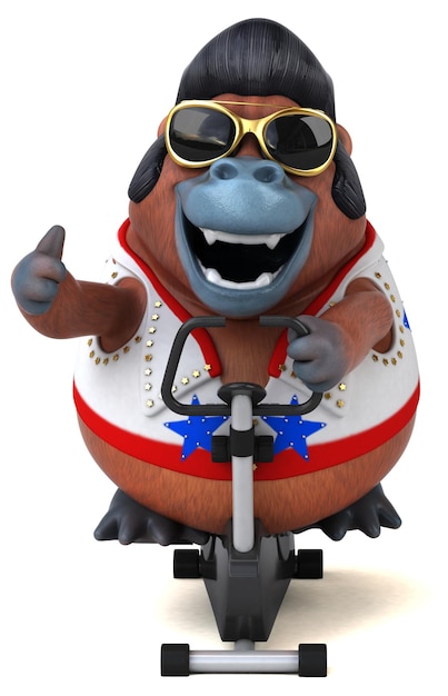 Fun 3D cartoon illustration of a Orang Outan rocker