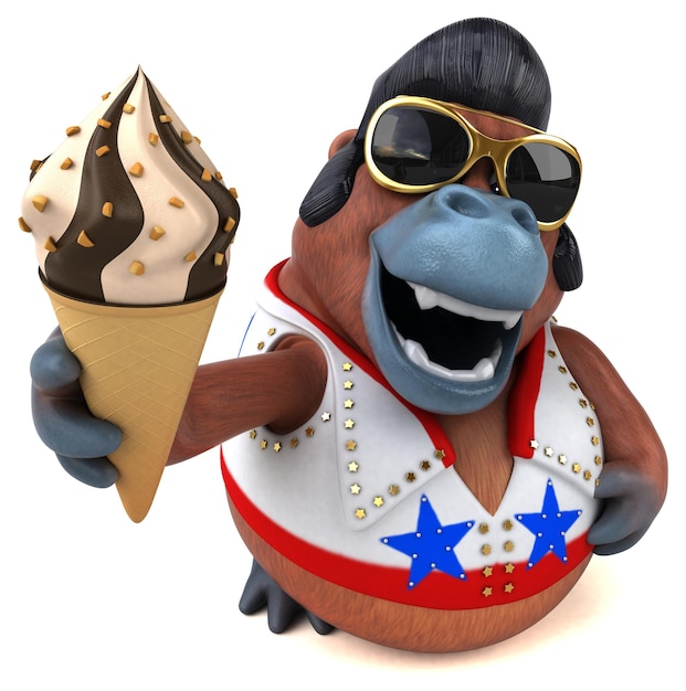 Fun 3D cartoon illustration of a Orang Outan rocker