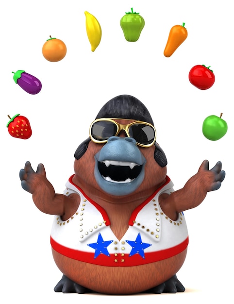 Fun 3D cartoon illustration of a Orang Outan rocker