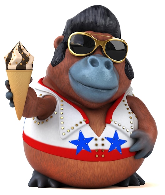 Fun 3D cartoon illustration of a Orang Outan rocker