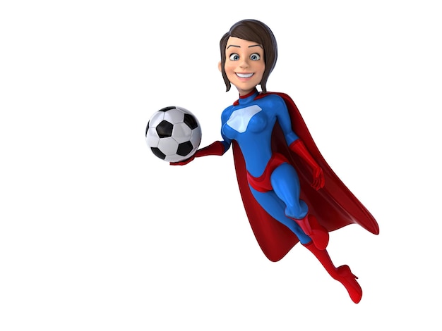 Fun 3D cartoon illustration of a superwoman