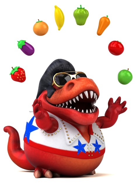 Fun 3D cartoon illustration of a Trex rocker